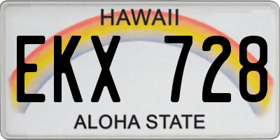 HI license plate EKX728