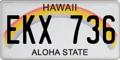 HI license plate EKX736