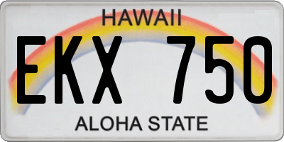 HI license plate EKX750