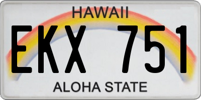 HI license plate EKX751