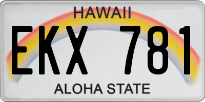 HI license plate EKX781