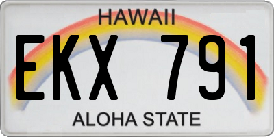 HI license plate EKX791