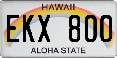 HI license plate EKX800