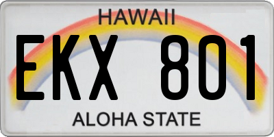 HI license plate EKX801