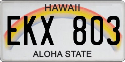 HI license plate EKX803