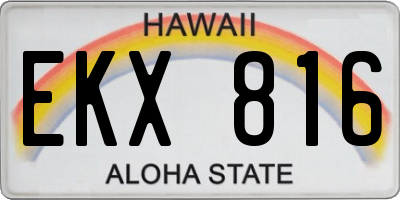 HI license plate EKX816