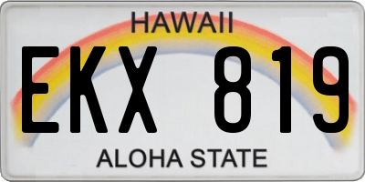 HI license plate EKX819