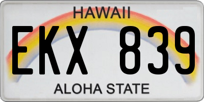 HI license plate EKX839