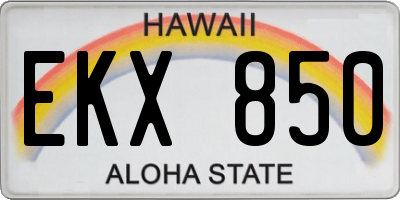 HI license plate EKX850