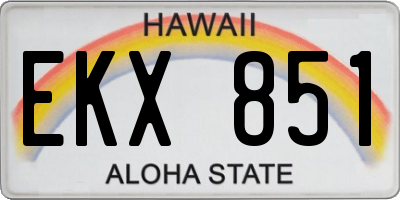 HI license plate EKX851