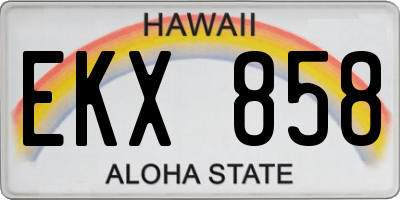 HI license plate EKX858