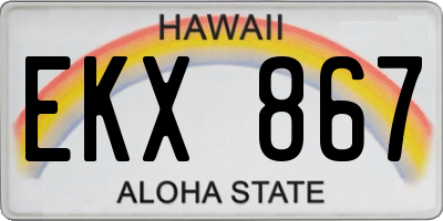 HI license plate EKX867