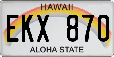 HI license plate EKX870