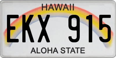HI license plate EKX915