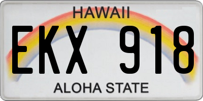 HI license plate EKX918