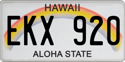 HI license plate EKX920