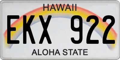 HI license plate EKX922
