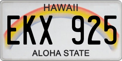 HI license plate EKX925
