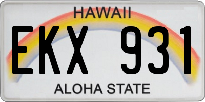 HI license plate EKX931