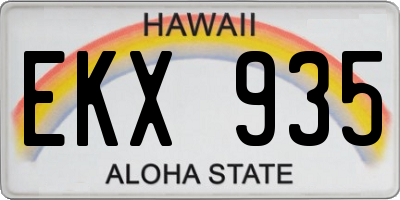 HI license plate EKX935