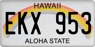 HI license plate EKX953