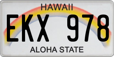 HI license plate EKX978