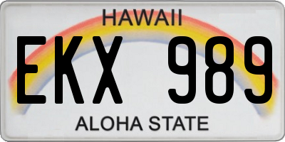 HI license plate EKX989