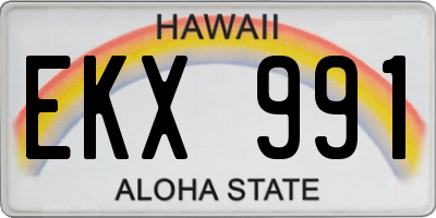 HI license plate EKX991