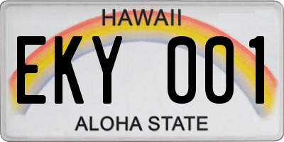 HI license plate EKY001