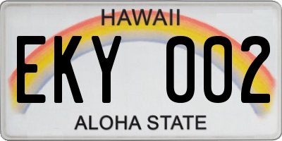 HI license plate EKY002