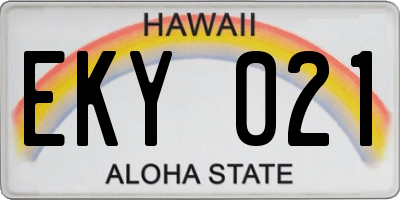 HI license plate EKY021