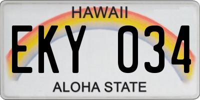 HI license plate EKY034