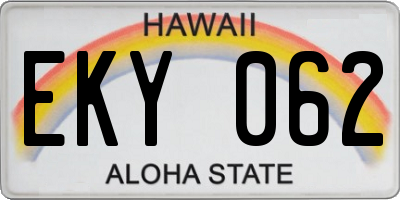 HI license plate EKY062