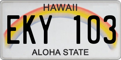 HI license plate EKY103