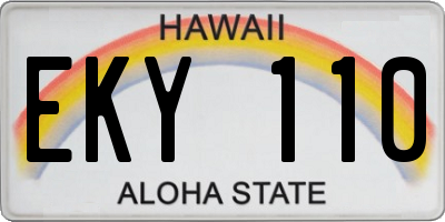 HI license plate EKY110