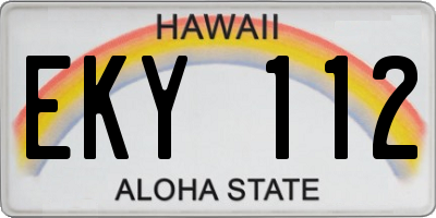 HI license plate EKY112