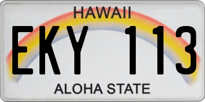 HI license plate EKY113
