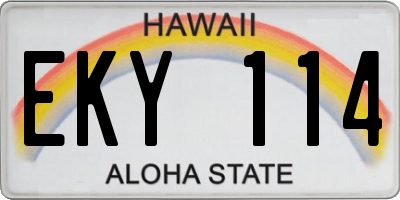 HI license plate EKY114