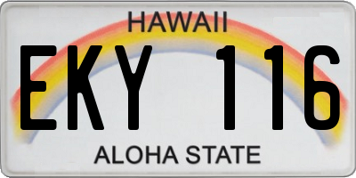 HI license plate EKY116