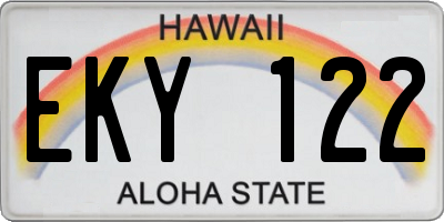 HI license plate EKY122