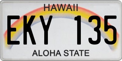 HI license plate EKY135