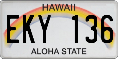 HI license plate EKY136