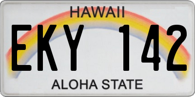 HI license plate EKY142