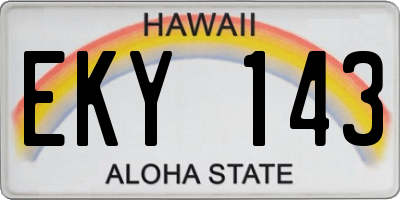 HI license plate EKY143
