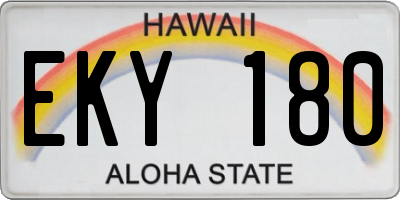 HI license plate EKY180