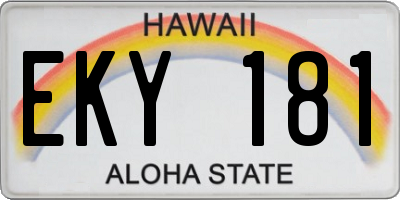 HI license plate EKY181