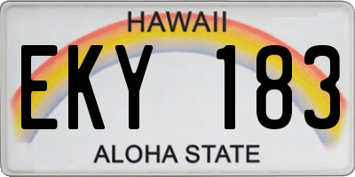 HI license plate EKY183