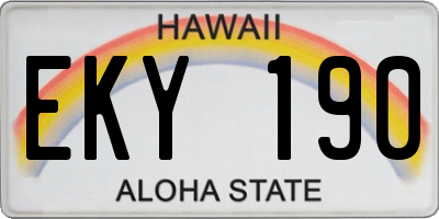HI license plate EKY190