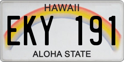 HI license plate EKY191