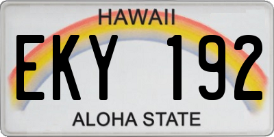 HI license plate EKY192